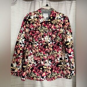 Christopher & Banks Floral Jacket - Black, Red, Yellow